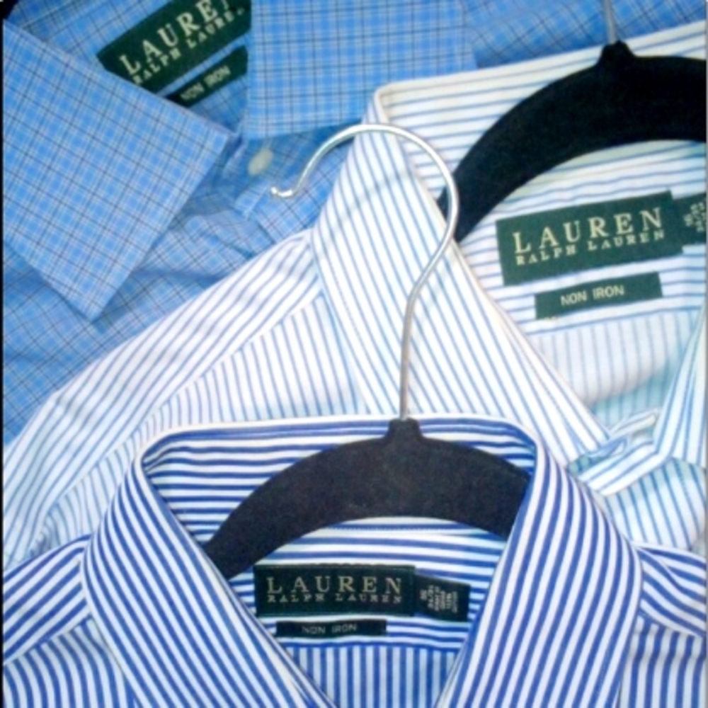 LOT OF 3 Men's. Sz. Lg & Collar sz. Is 16 and 161/2  LAUREN RALPH LAUREN